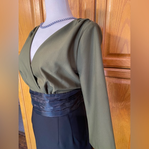 GLAMOUR BUNNY SOPHIA PINUP WIGGLE PENCIL OLIVE FITTED DRESS RARE TOP VINTAGE - Picture 7 of 11